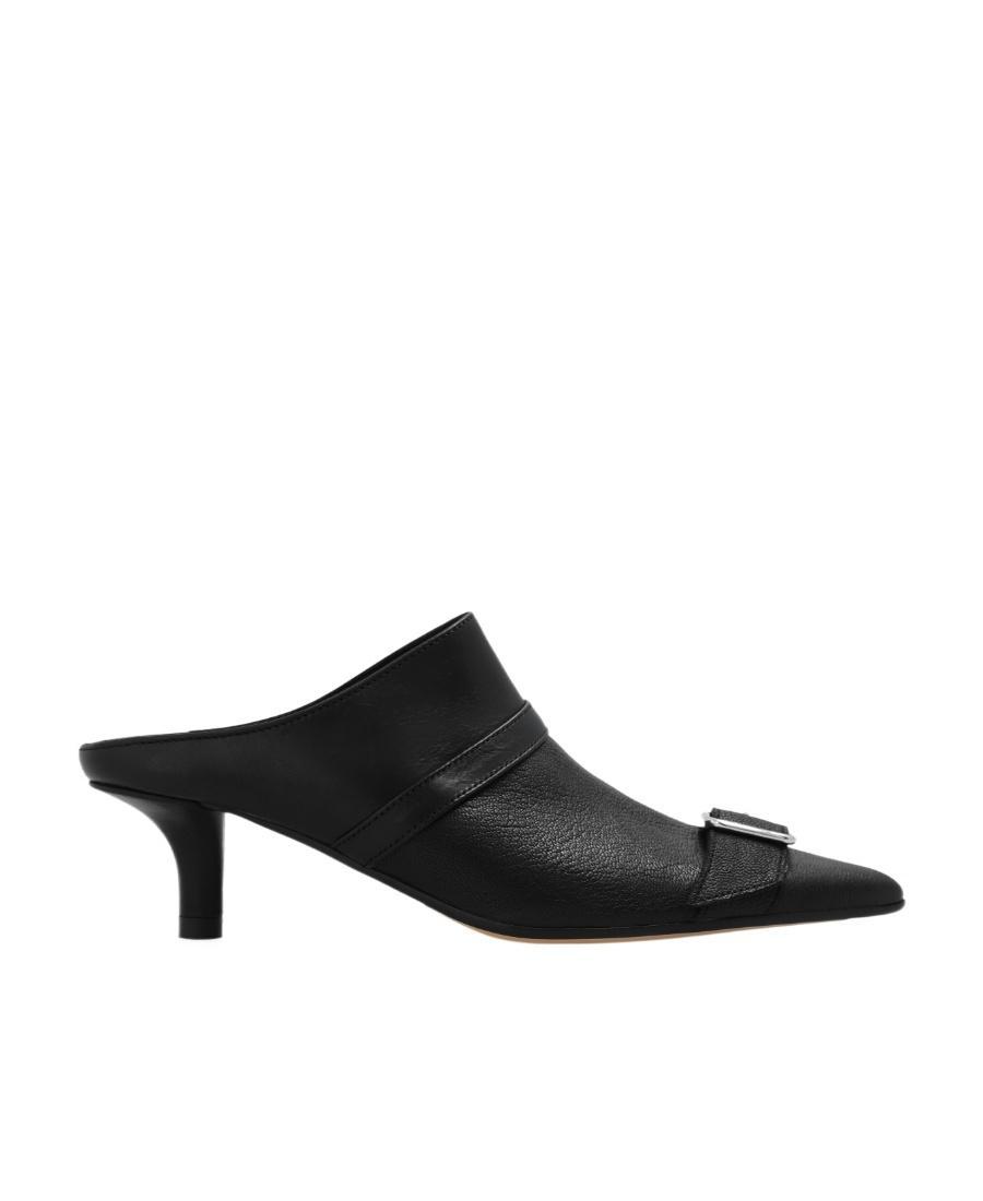 MM6 MAISON MARGIELA Calfskin Buckle Kitten-heel Mules In Black Product Image