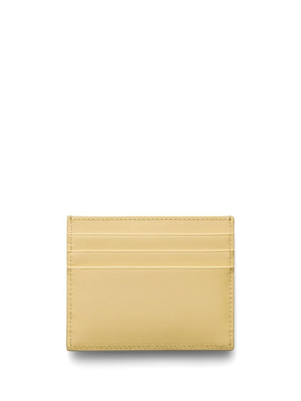 PRADA Leather Card Holder In Yellow Product Image