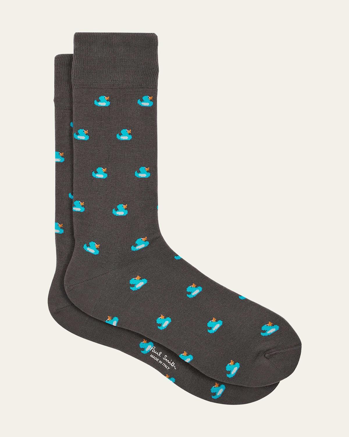 Mens Animal-Print Cotton-Stretch Crew Socks Product Image