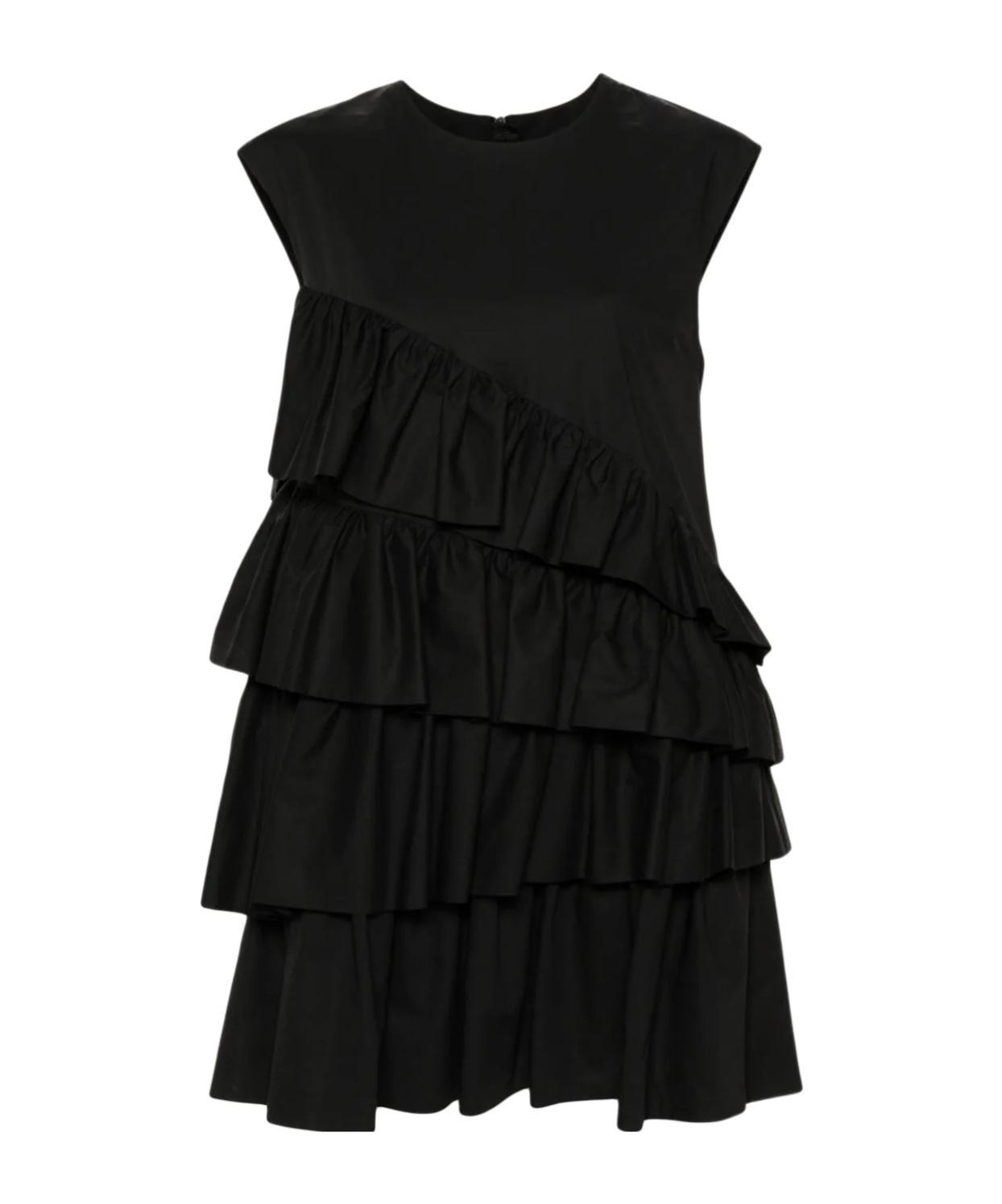 MSGM Ruffle-detailing Cotton Dress In Black Product Image