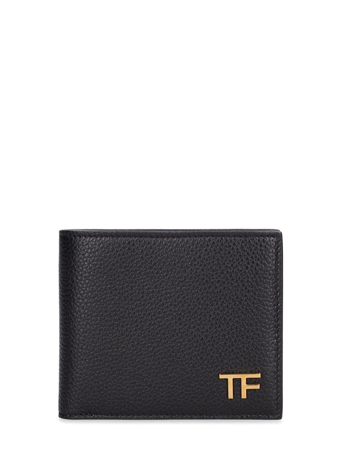 TOM FORD Men's T Line Classic Grain Leather Bifold Wallet In Black Product Image