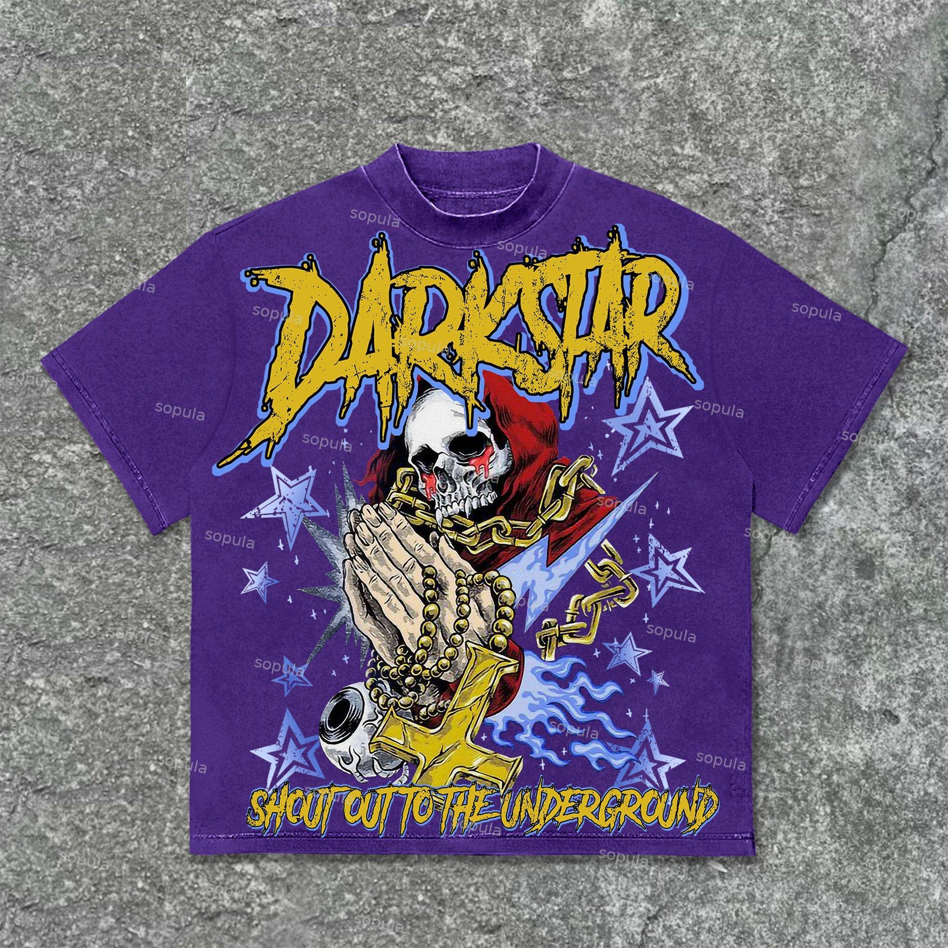 Sopula Skull Prayer Cross Faith Graphic Print Cotton T-Shirt Product Image