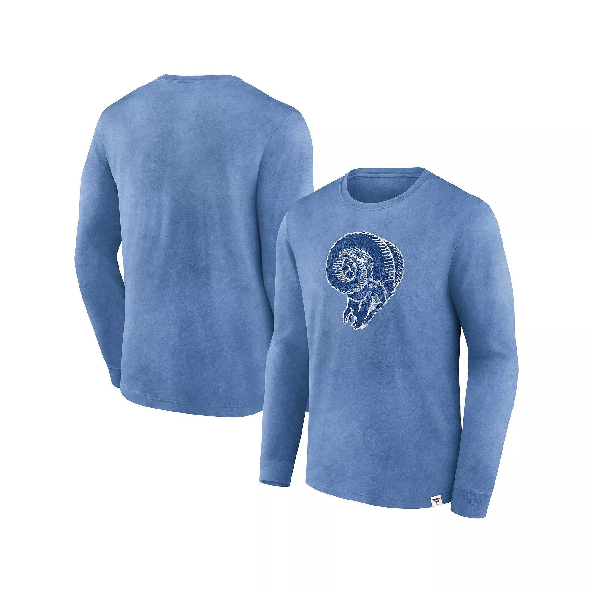 Men's Fanatics Branded  Heather Royal Los Angeles Rams Washed Primary Long Sleeve T-Shirt, Size: Small, Blue Product Image