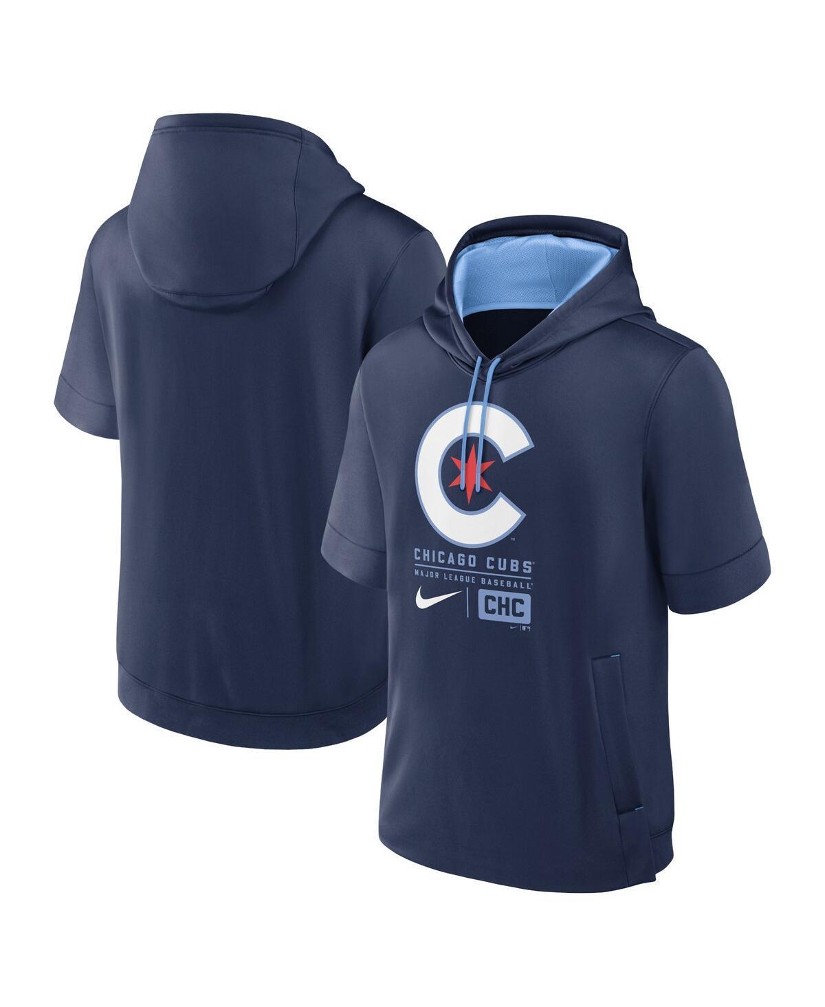 Mens Nike Royal Atlanta Braves City Connect Color Block Short Sleeve Pullover Hoodie Product Image