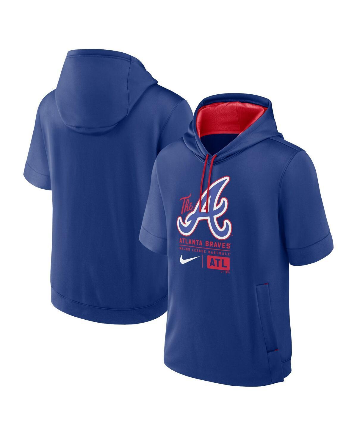 Mens Nike Royal Atlanta Braves City Connect Color Block Short Sleeve Pullover Hoodie Product Image