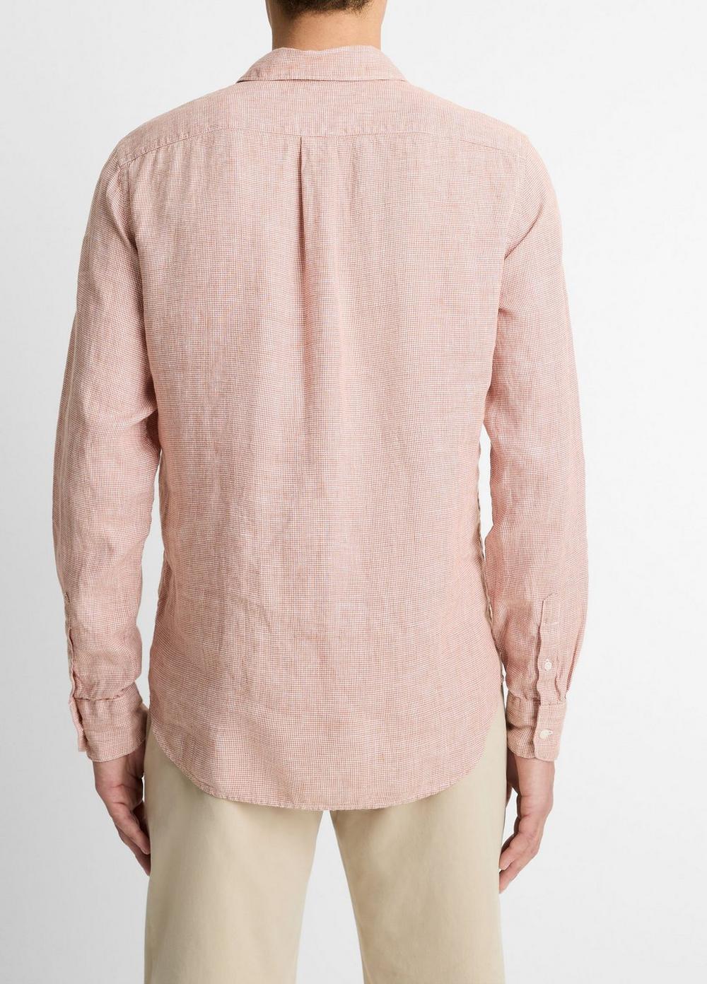 Houndstooth Linen Button-Front Shirt Product Image