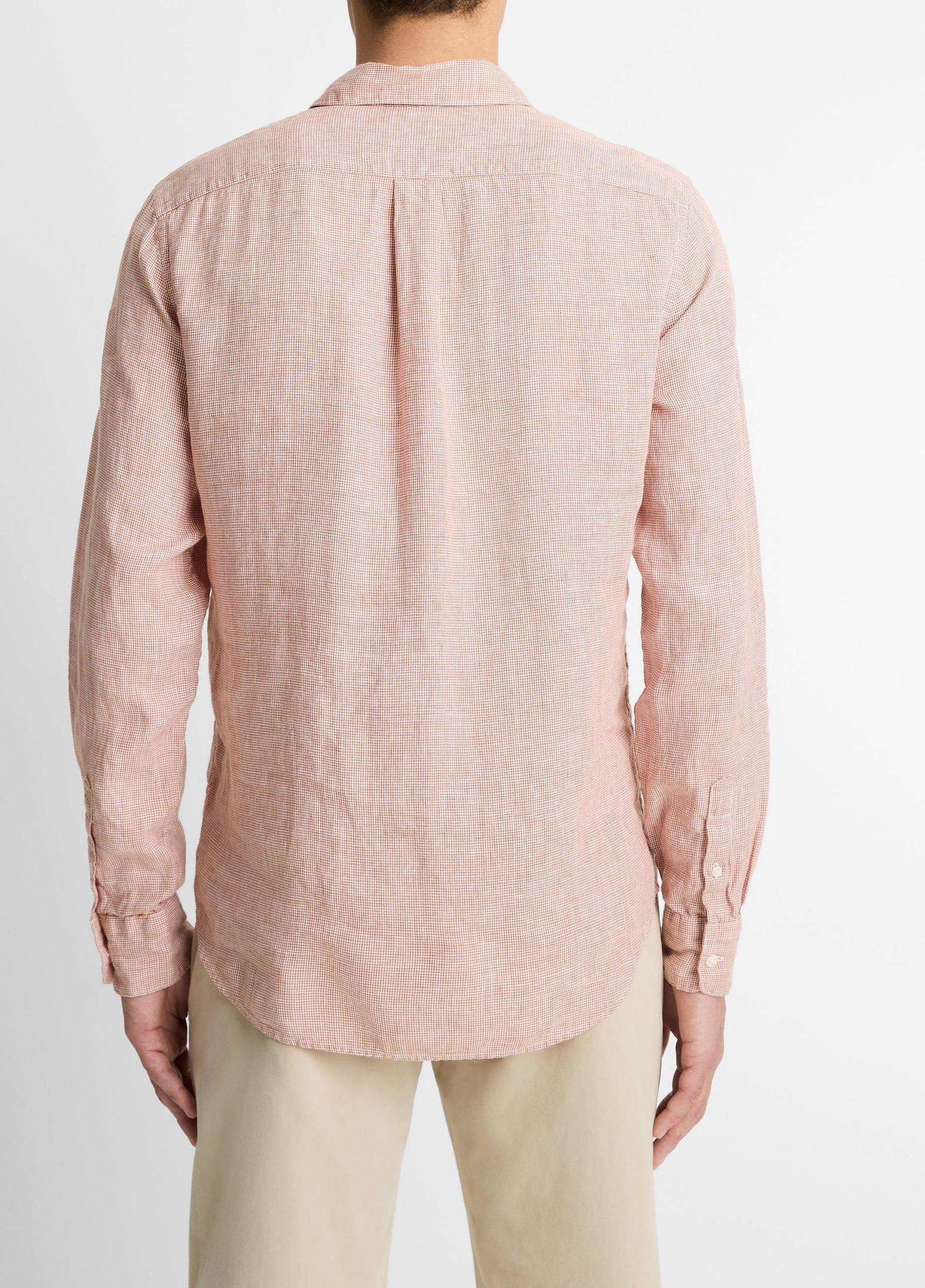 Houndstooth Linen Button-Front Shirt Product Image