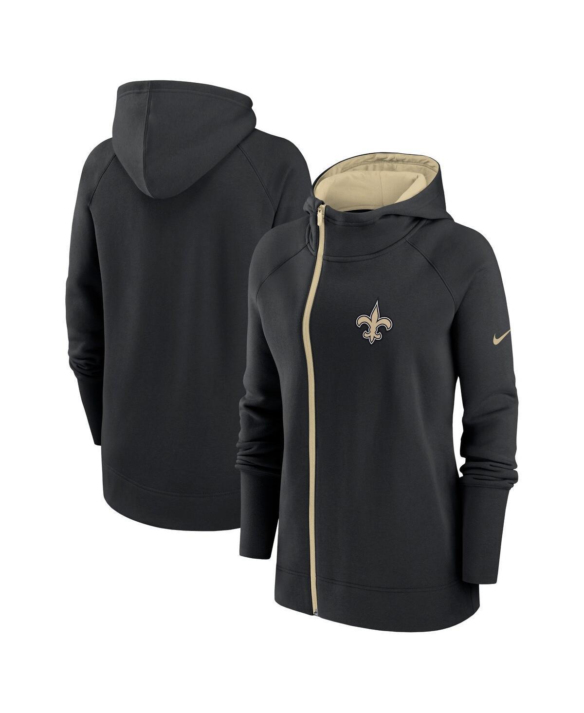 Women's Nike  Black New Orleans Saints Asymmetrical Raglan Full-Zip Hoodie, Size: 2XL Product Image