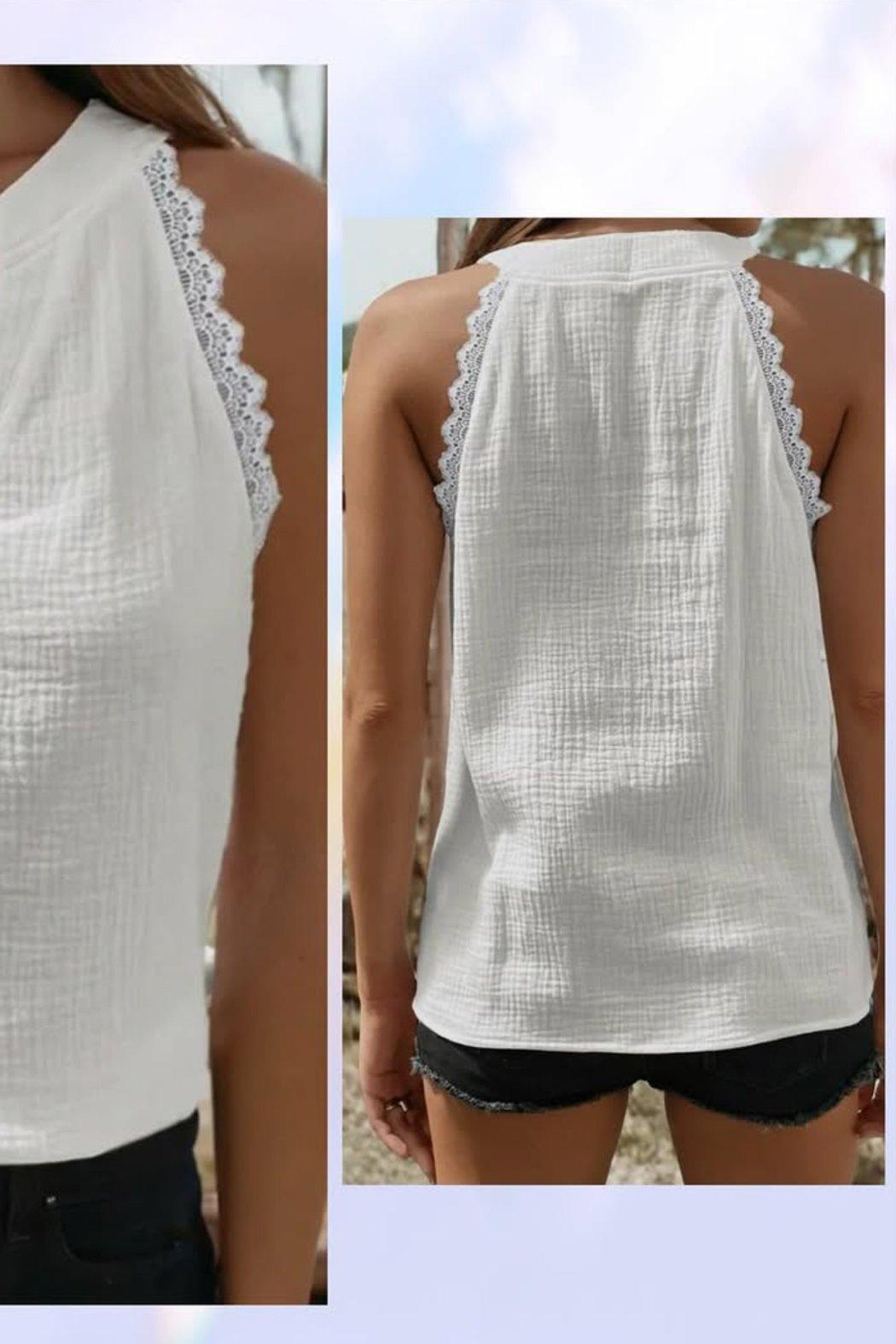 Lace Trim Sleeveless Top Product Image