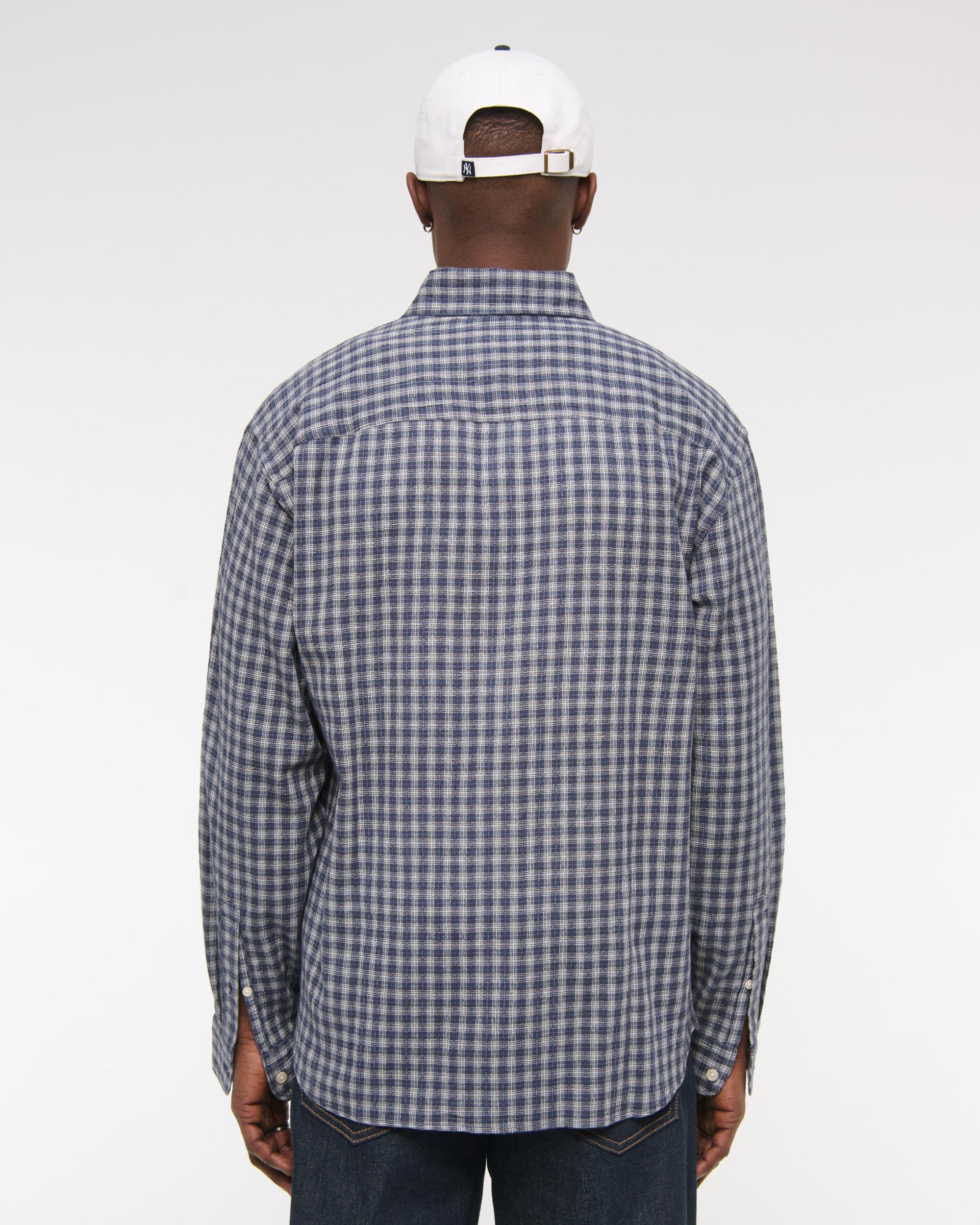 Long-Sleeve Plaid Button-Up Shirt Product Image