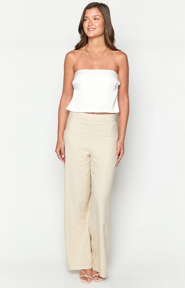 Ibiza White Satin Strapless Top Product Image