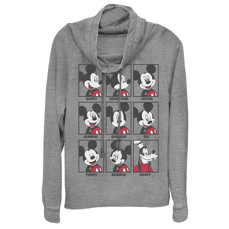 Disney Mickey Mouse Juniors' Emotions Cowlneck Graphic Lightweight Long Sleeve, Girl's, Size: 4XL, Gray Grey Product Image