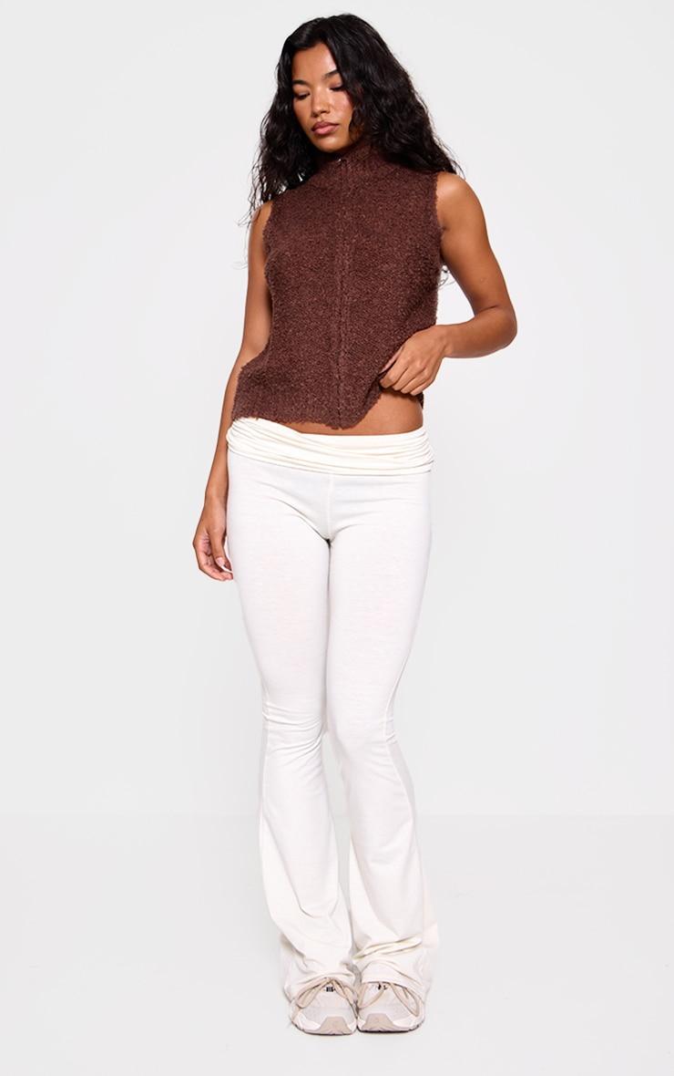 Chocolate Textured Bobble Knit Zip Up Vest Product Image