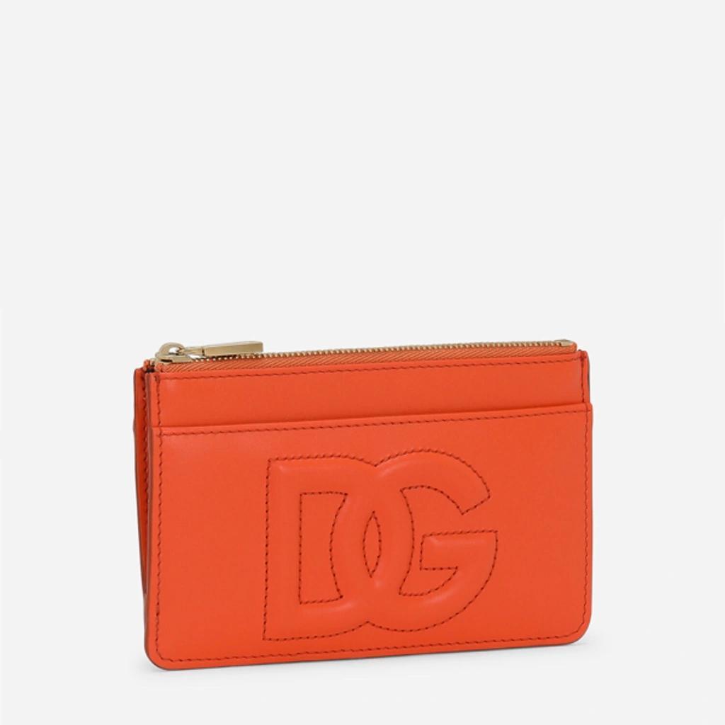 DOLCE & GABBANA Medium Dg Logo Card Holder In Orange Product Image