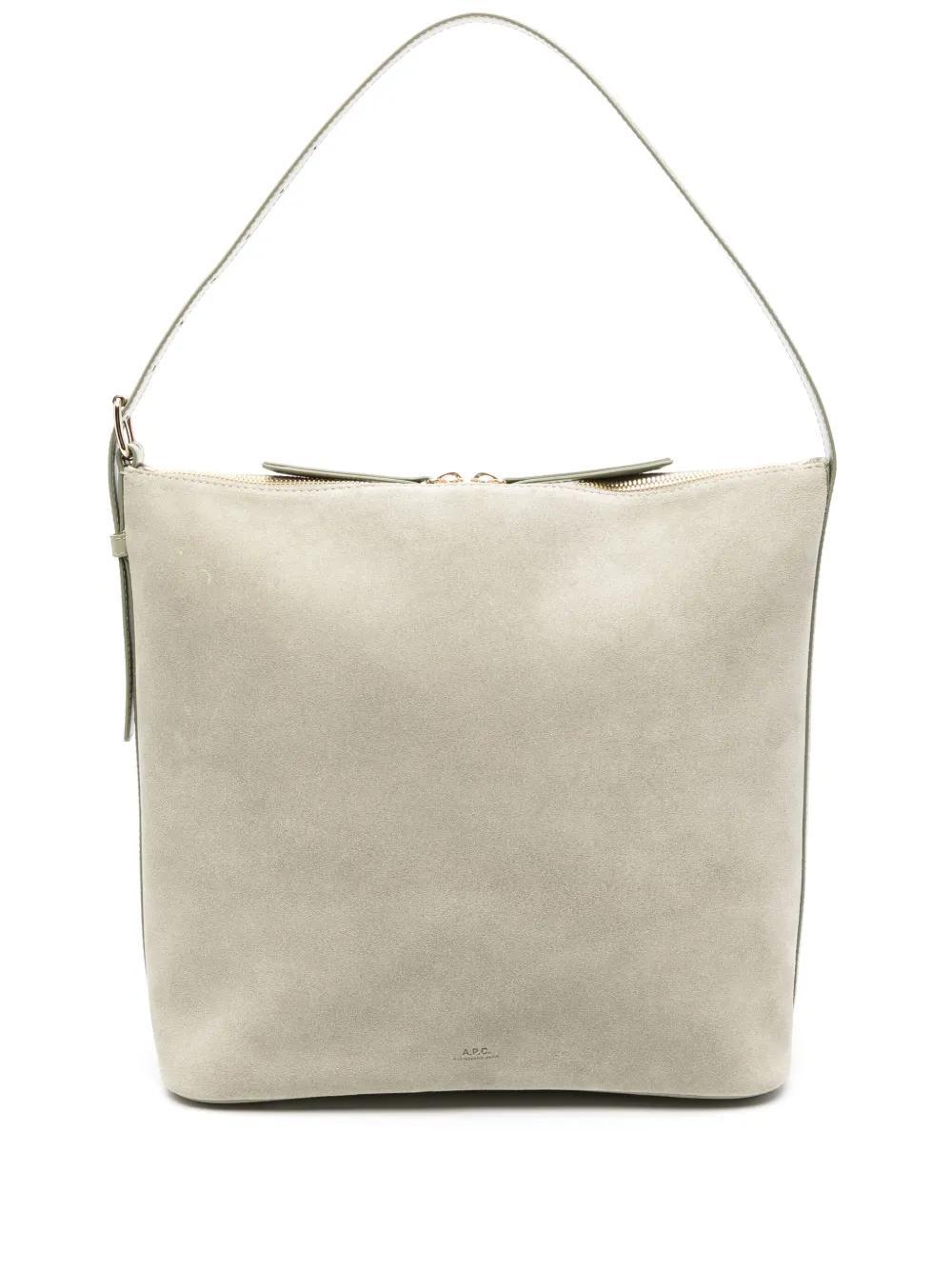 APC Zip-fastening Suede Shoulder Bag In Green Product Image