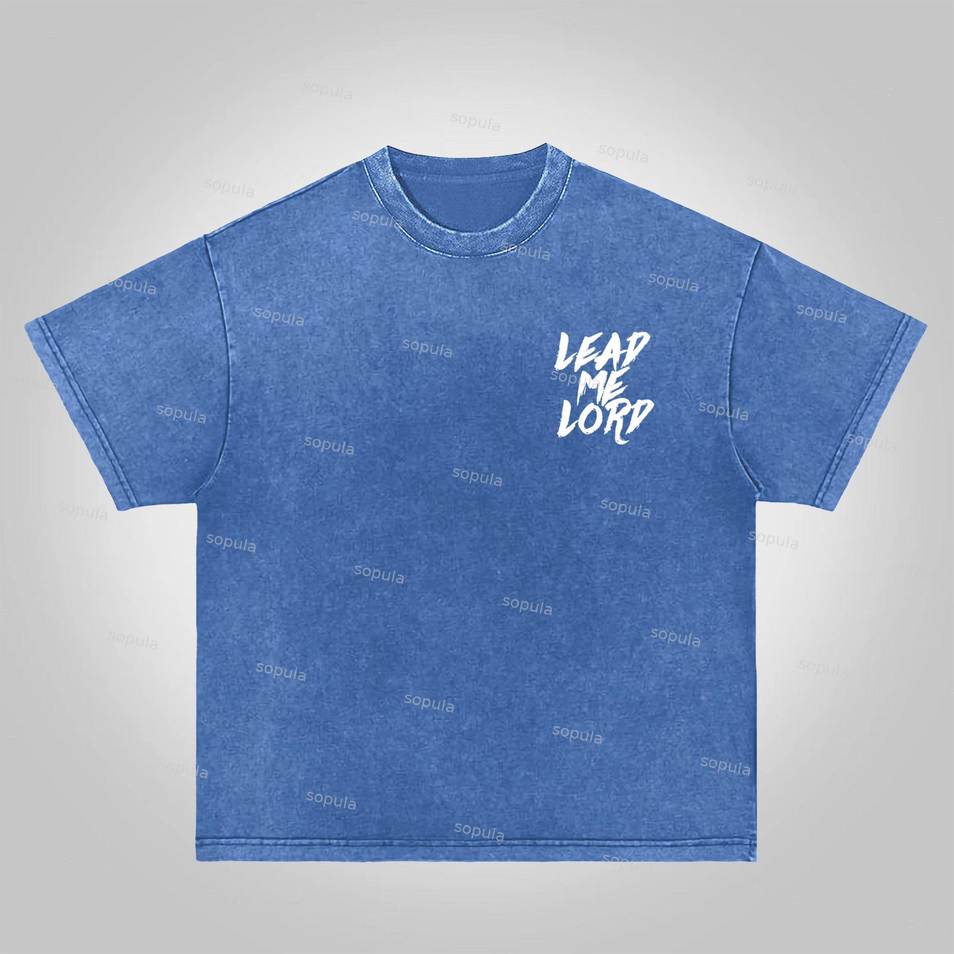 Sopula Lead Me Lord Slogan Graphics Acid Washed T-Shirt Product Image