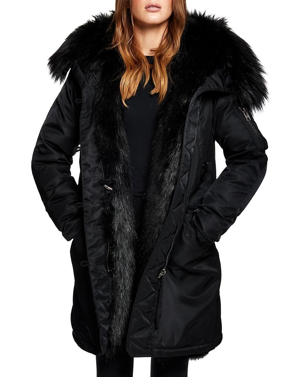 Womens Stella Faux Fur-Lined Down Coat Product Image