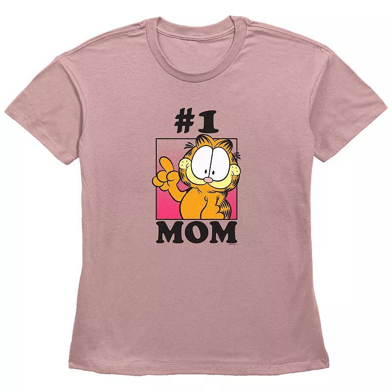 Women's Garfield #1 Mom Basic Fit Graphic Tee, Size: Large, Desert Pink Product Image