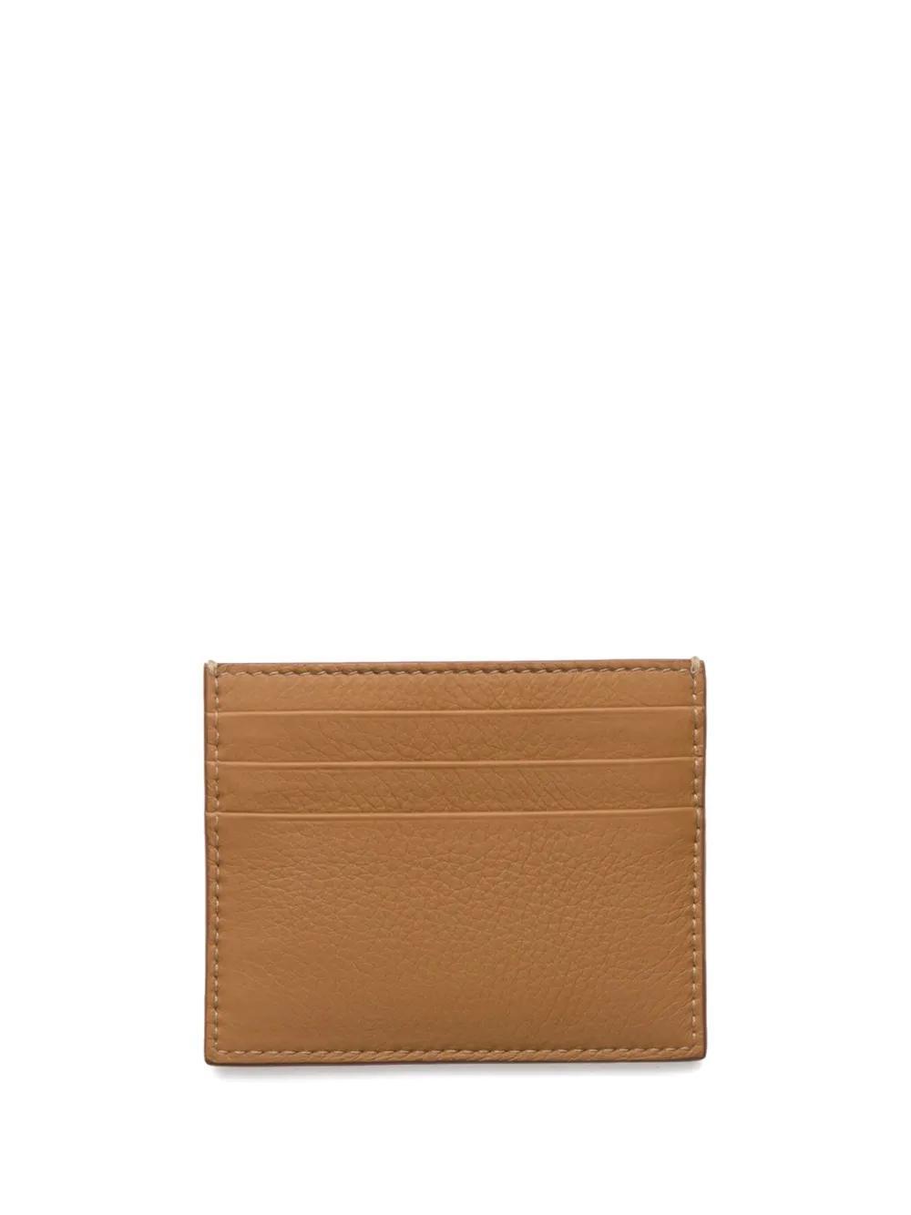 PRADA Logo-stamp Leather Cardholder In Brown Product Image