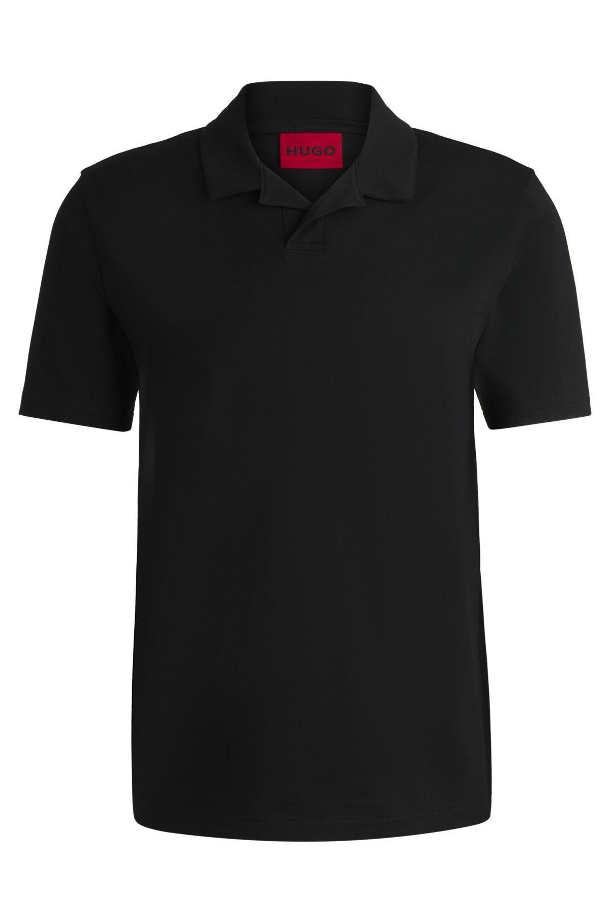Slim-fit stretch-cotton polo shirt with Johnny collar Product Image