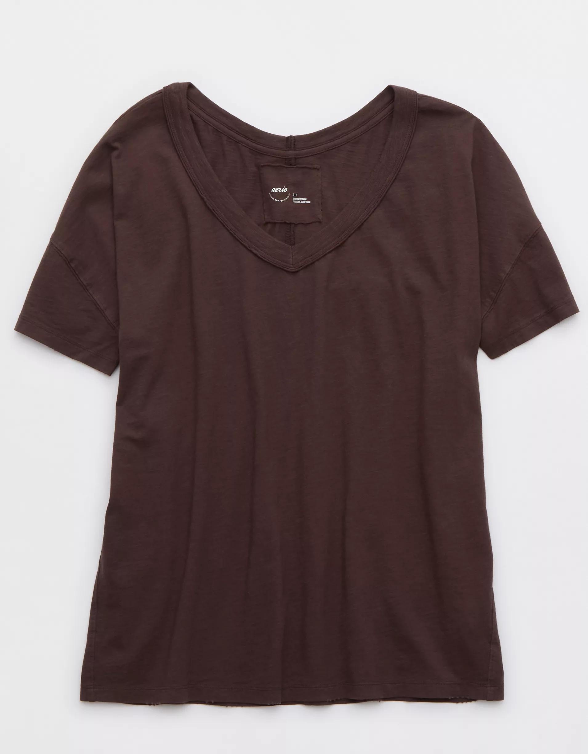 Aerie Oversized V-Neck Boyfriend T-Shirt Product Image