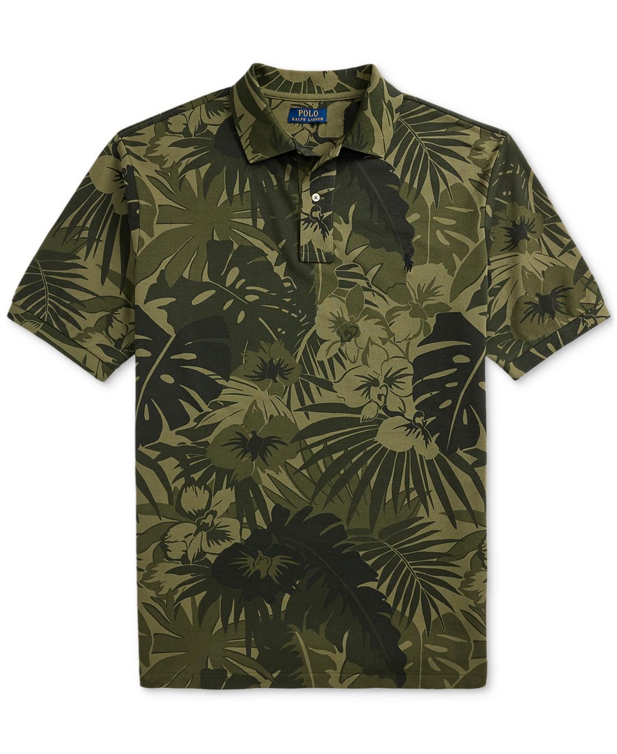 POLO RALPH LAUREN Men's Big & Tall Palm-camo Mesh Polo Shirt In Green Product Image