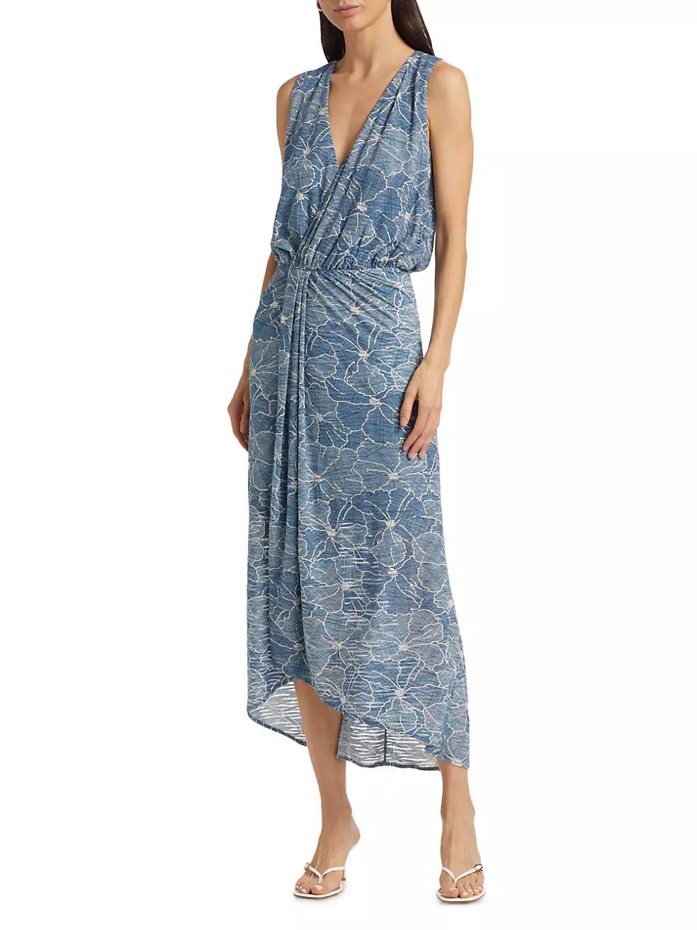 Yuka Floral Burnout Sleeveless Midi-Dress Product Image