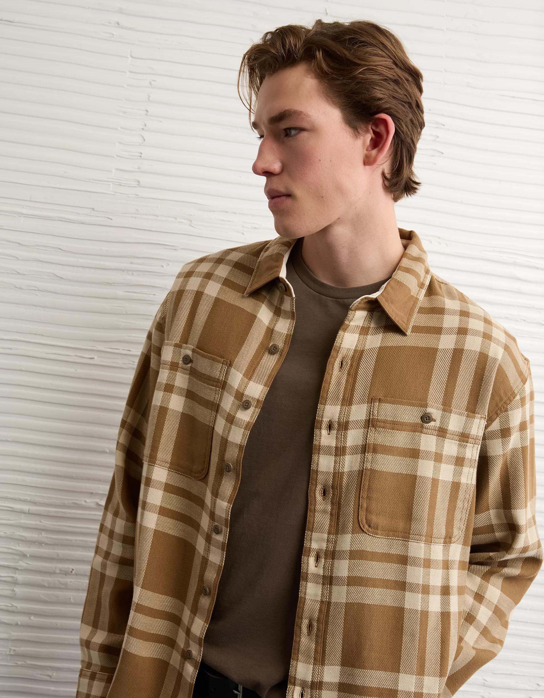 AE Textured Flannel Shirt Product Image