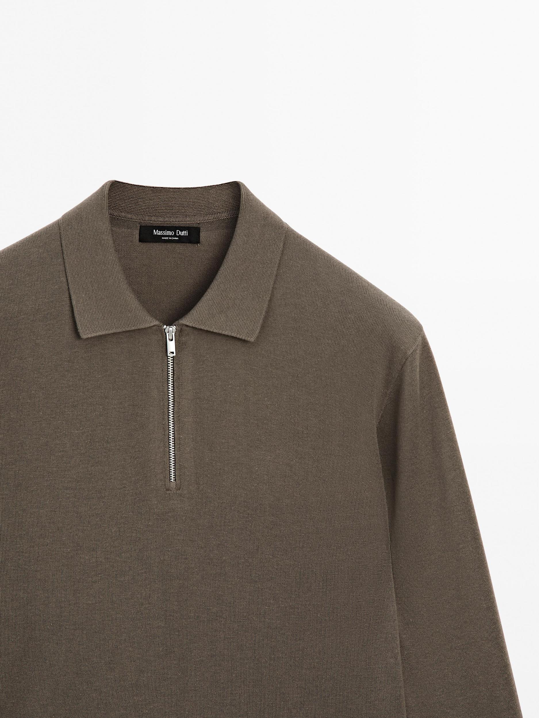 Knit polo sweater with zip Product Image