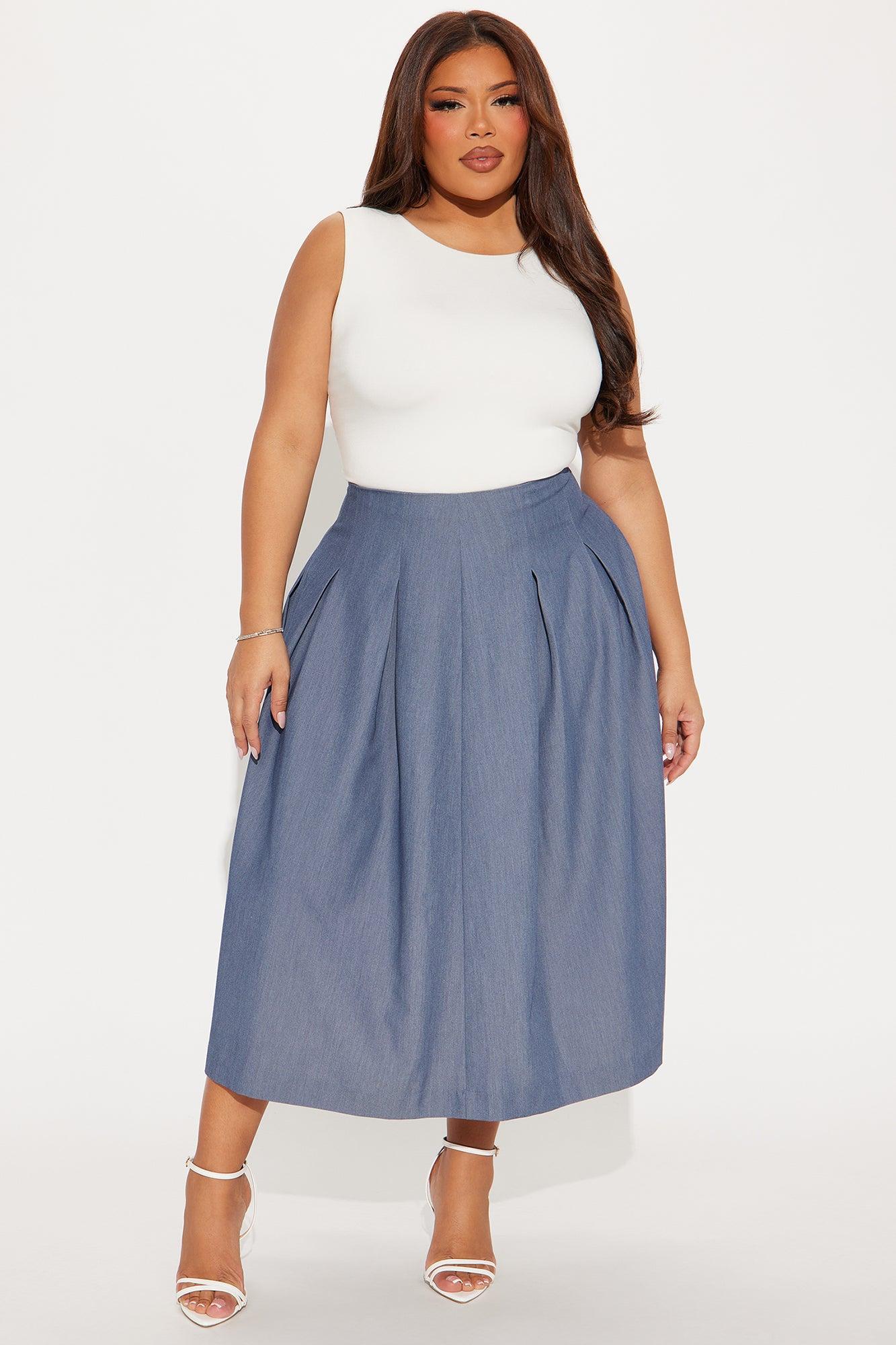 Standing On Business Pleated Midi Skirt - Charcoal Product Image