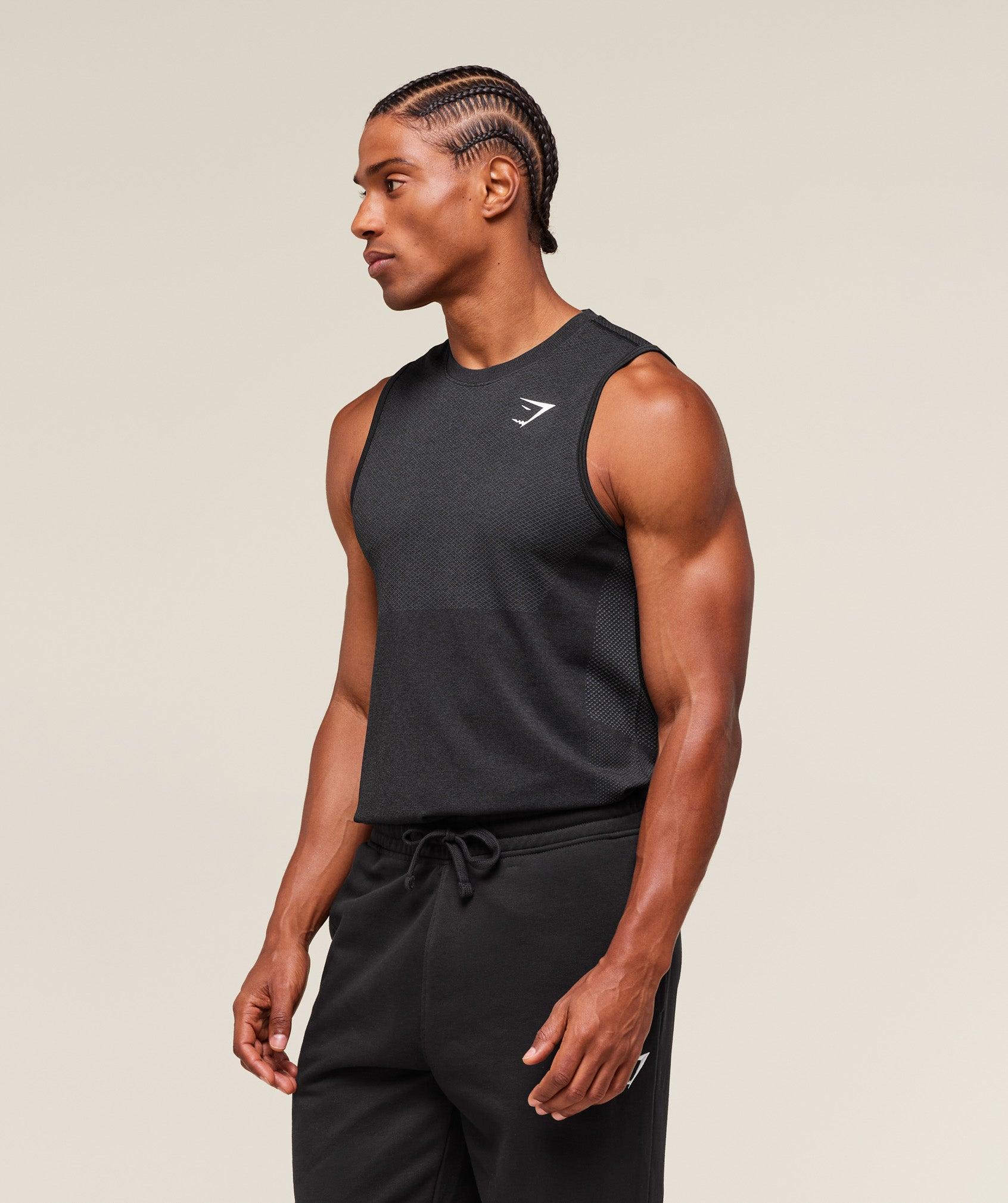 Gymshark Vital Tank - Black/Silhouette Grey Male Product Image