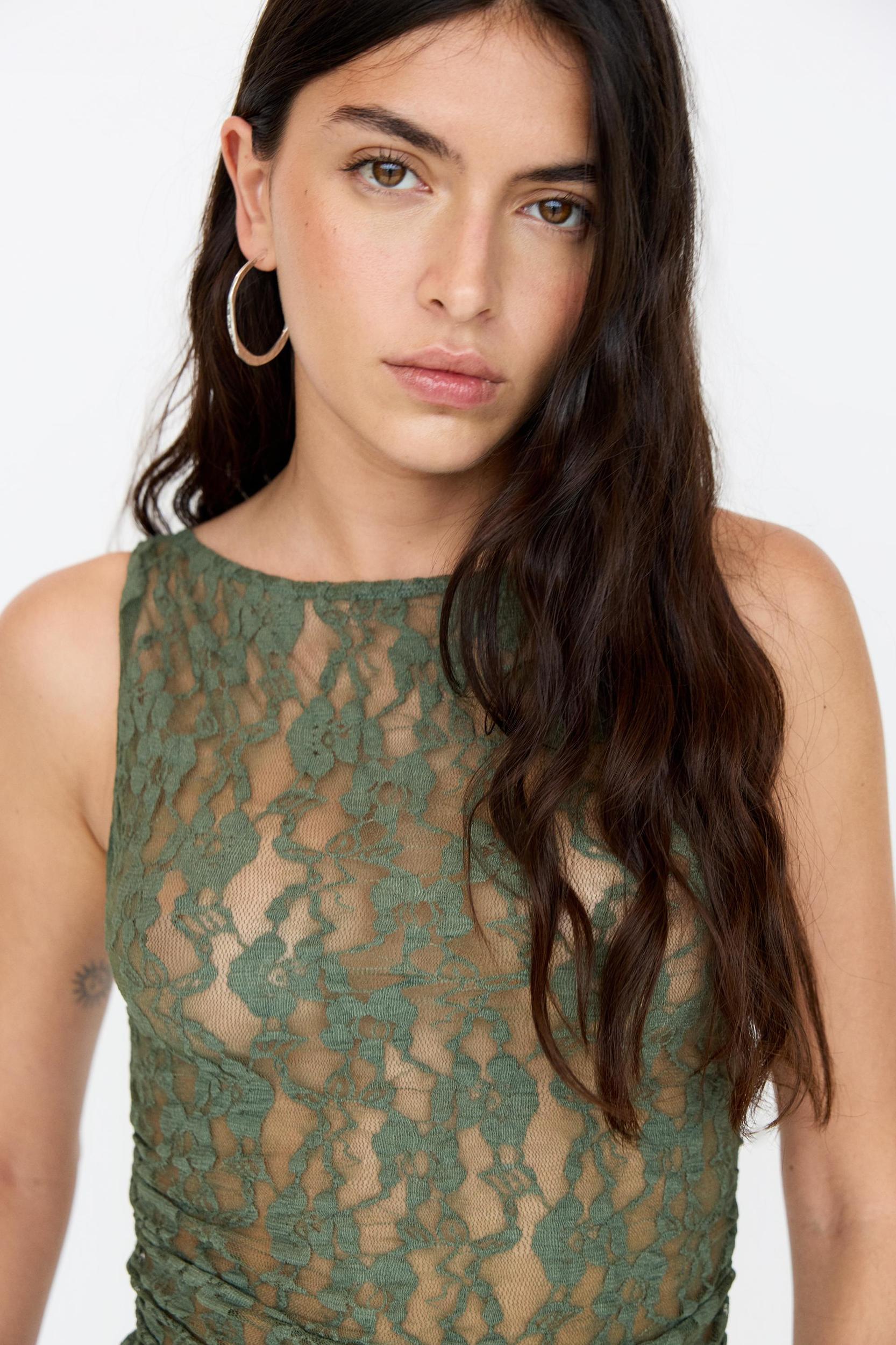 Lace top with gathered sides Product Image