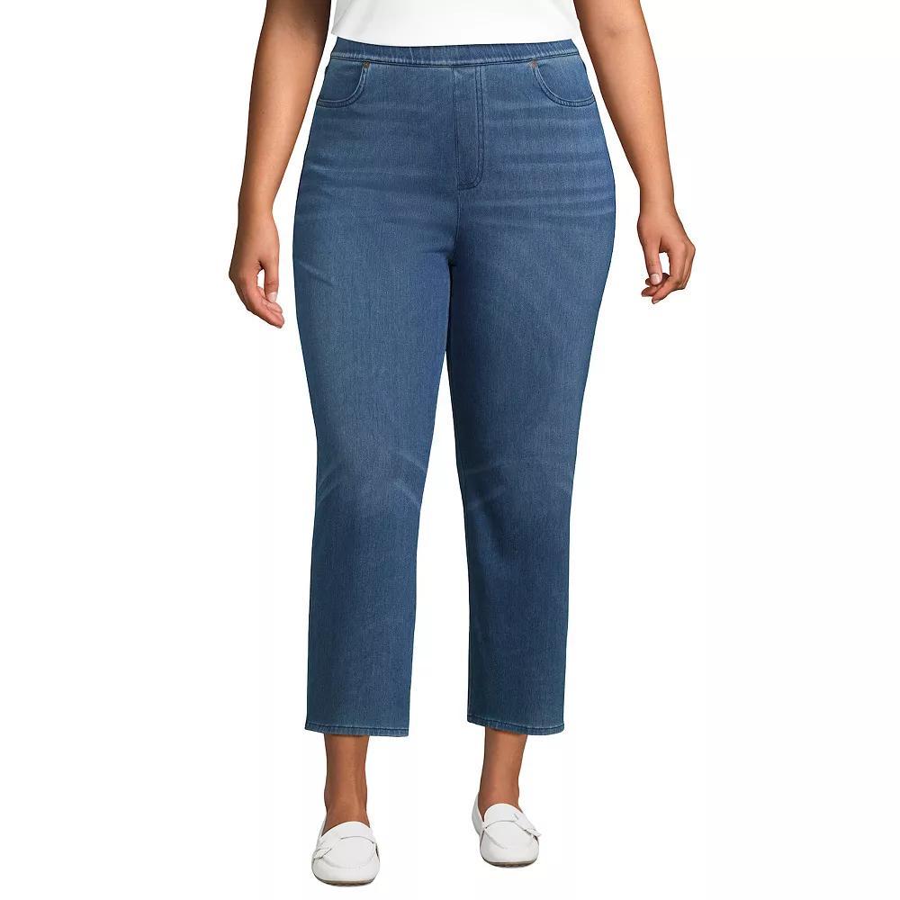 Plus Size Lands' End High Rise Pull On Denim Crop Pants, Women's, Size: 1XL, Medium  Blue Product Image