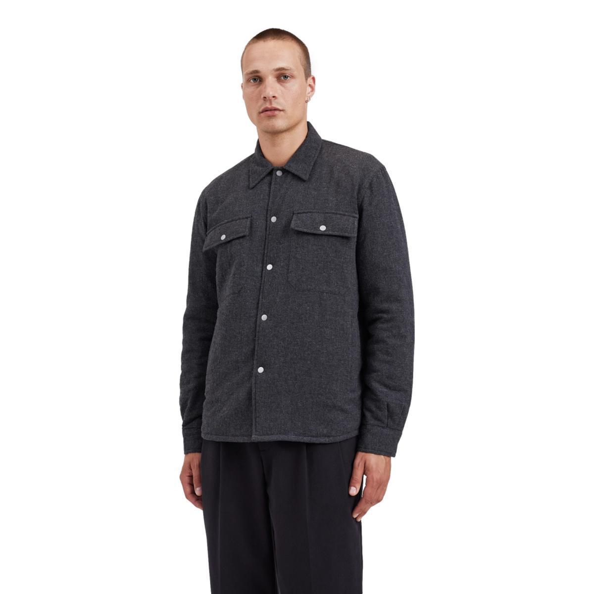 Hjalmer Insulated Wool Overshirt Charcoal Melange Product Image