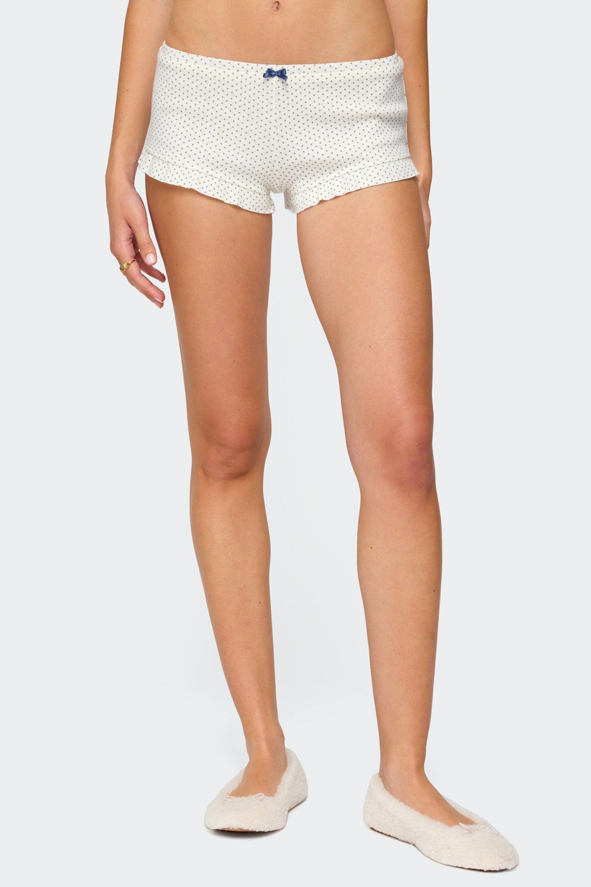 Avalon Dotted Pointelle Ruffle Shorts Product Image