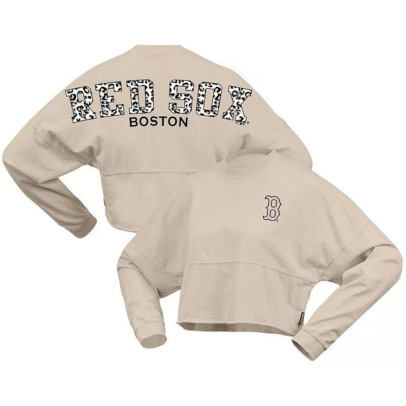 Womens Fanatics Branded Cream Boston Red Sox Long Sleeve Cropped Jersey T-Shirt Product Image