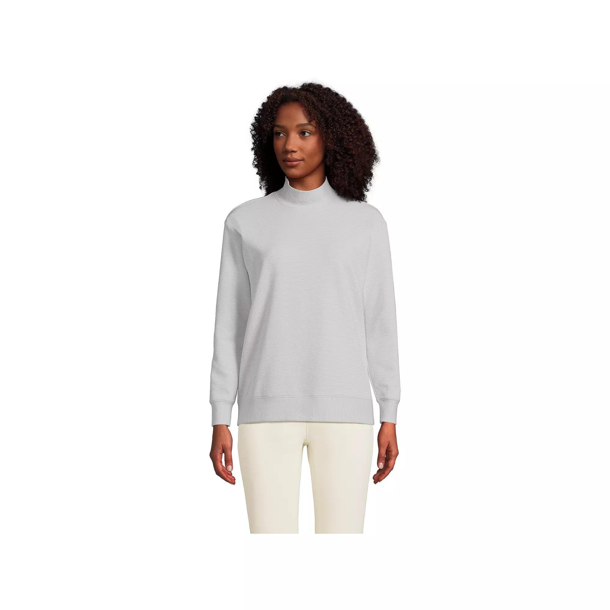 Women's Lands' End Long Sleeve Ottoman Mock Pullover,  Product Image