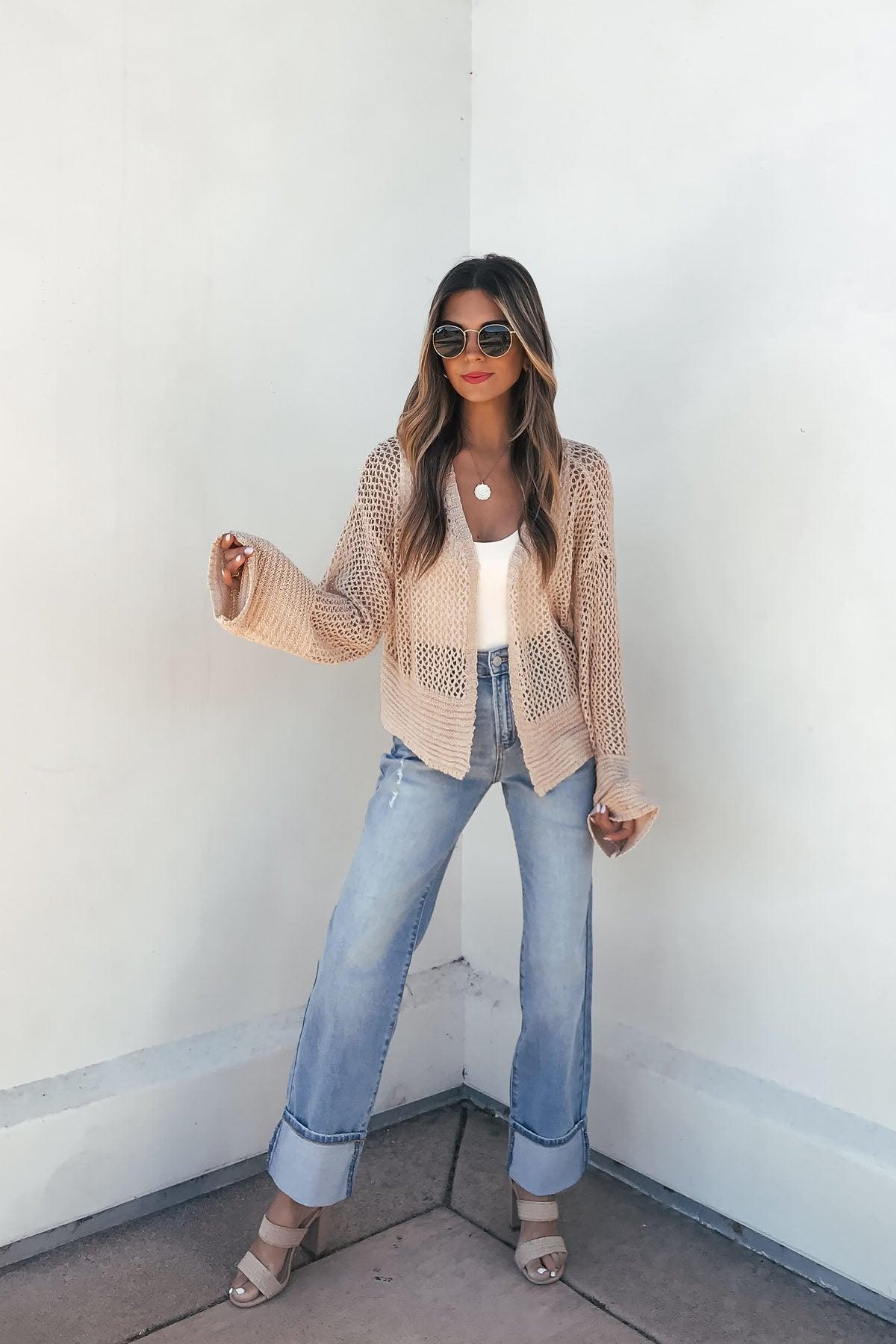 Taupe Open Front Cardigan Female Product Image