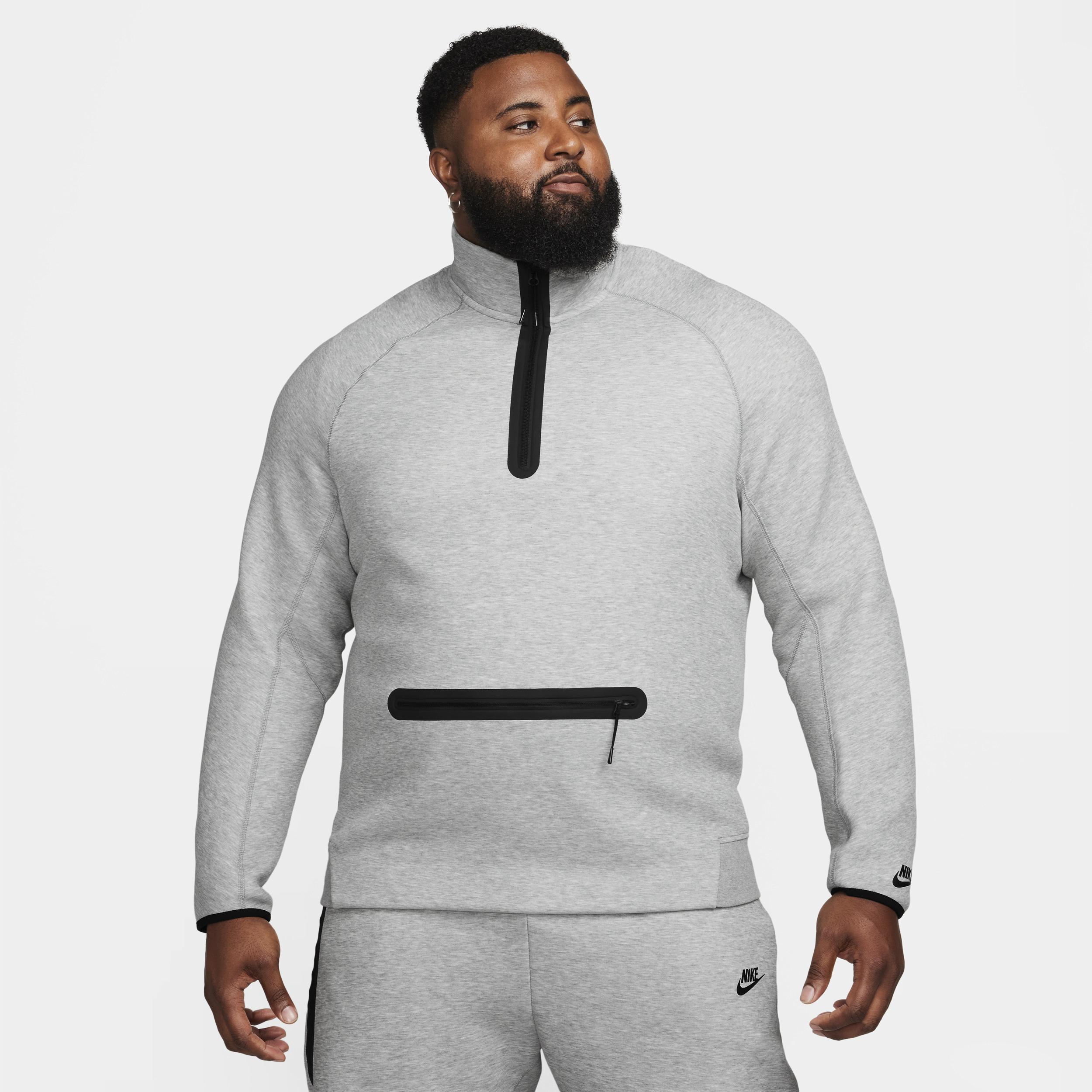 Nike Tech Fleece half zip sweatshirt in gray Product Image