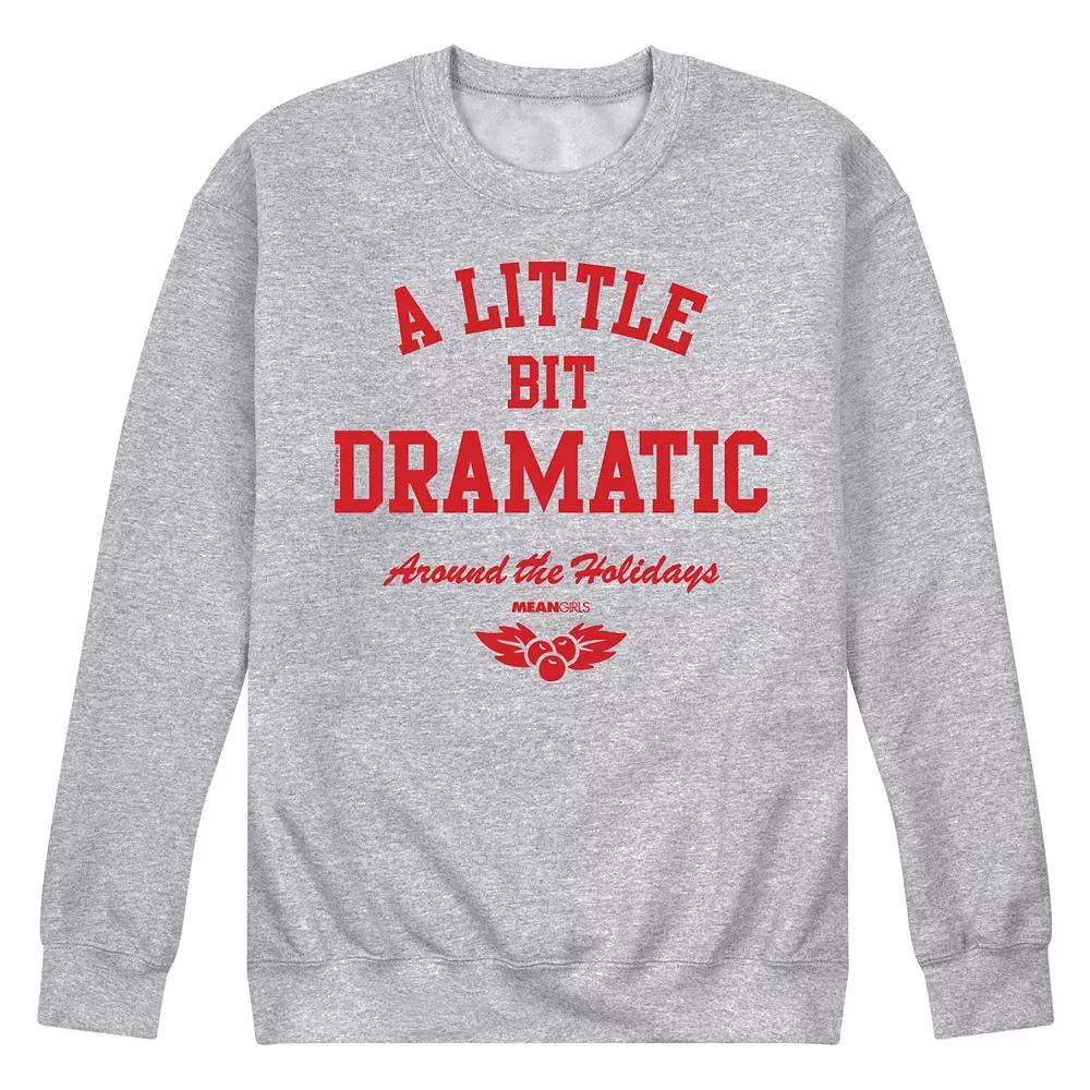 Men's Mean Girls Little Bit Dramatic Fleece Sweatshirt, Size: Large, Grey Gray Product Image