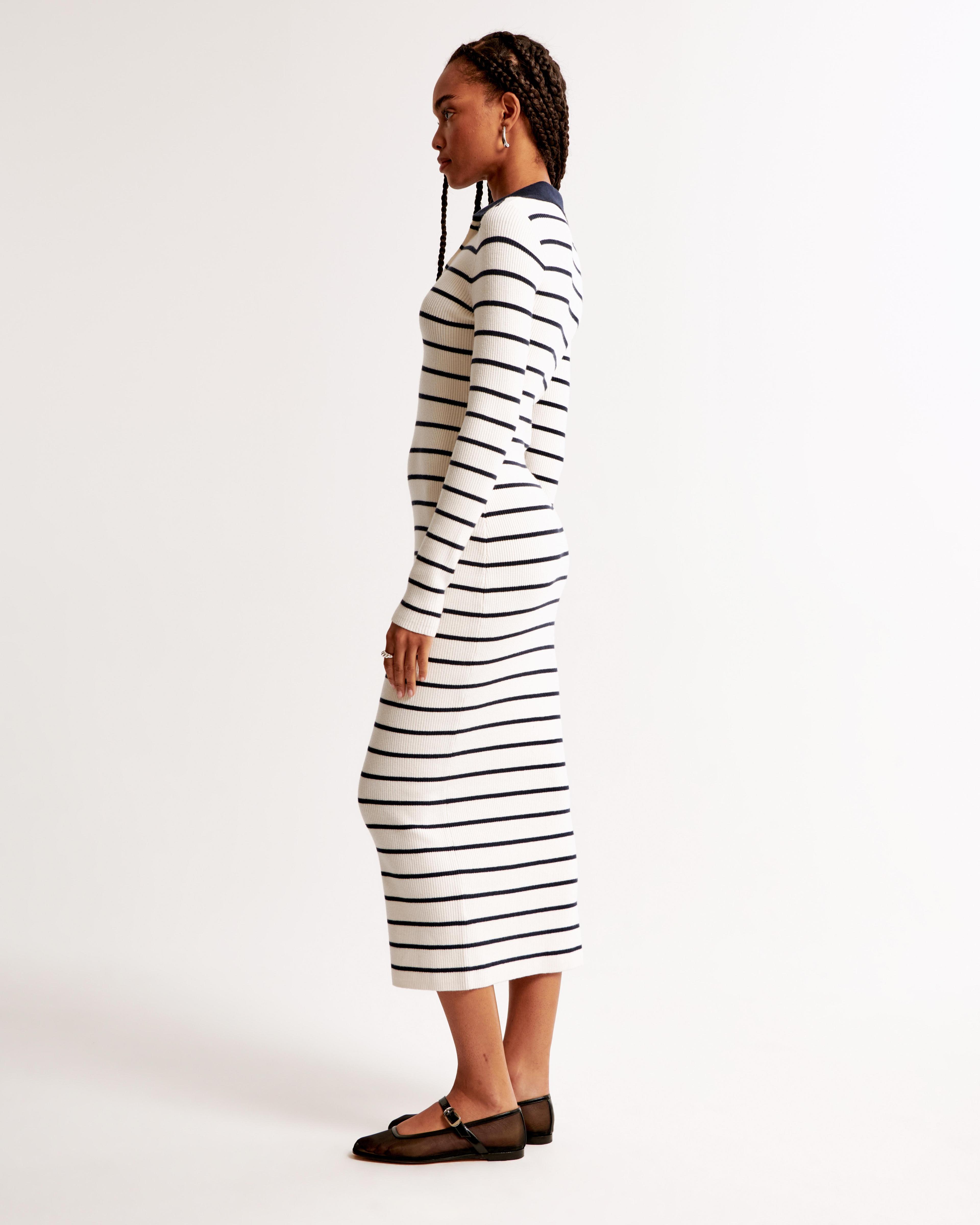 Long-Sleeve Half-Zip Maxi Sweater Dress Product Image