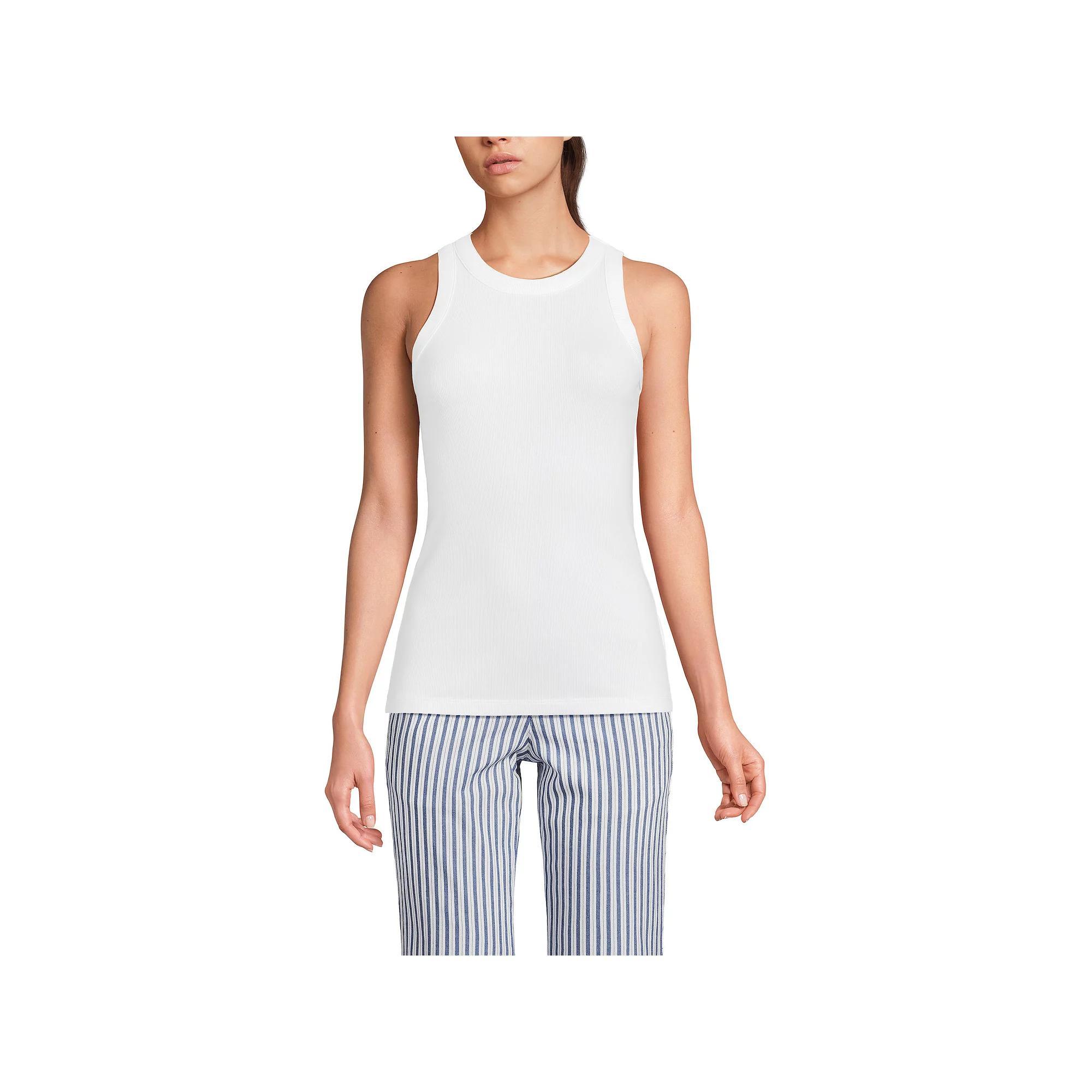 Women's Lands' End Crew Neck Tank Top, Size: XL, White Product Image