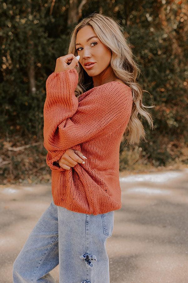 Cozy A La Mode Knit Sweater in Rust Product Image