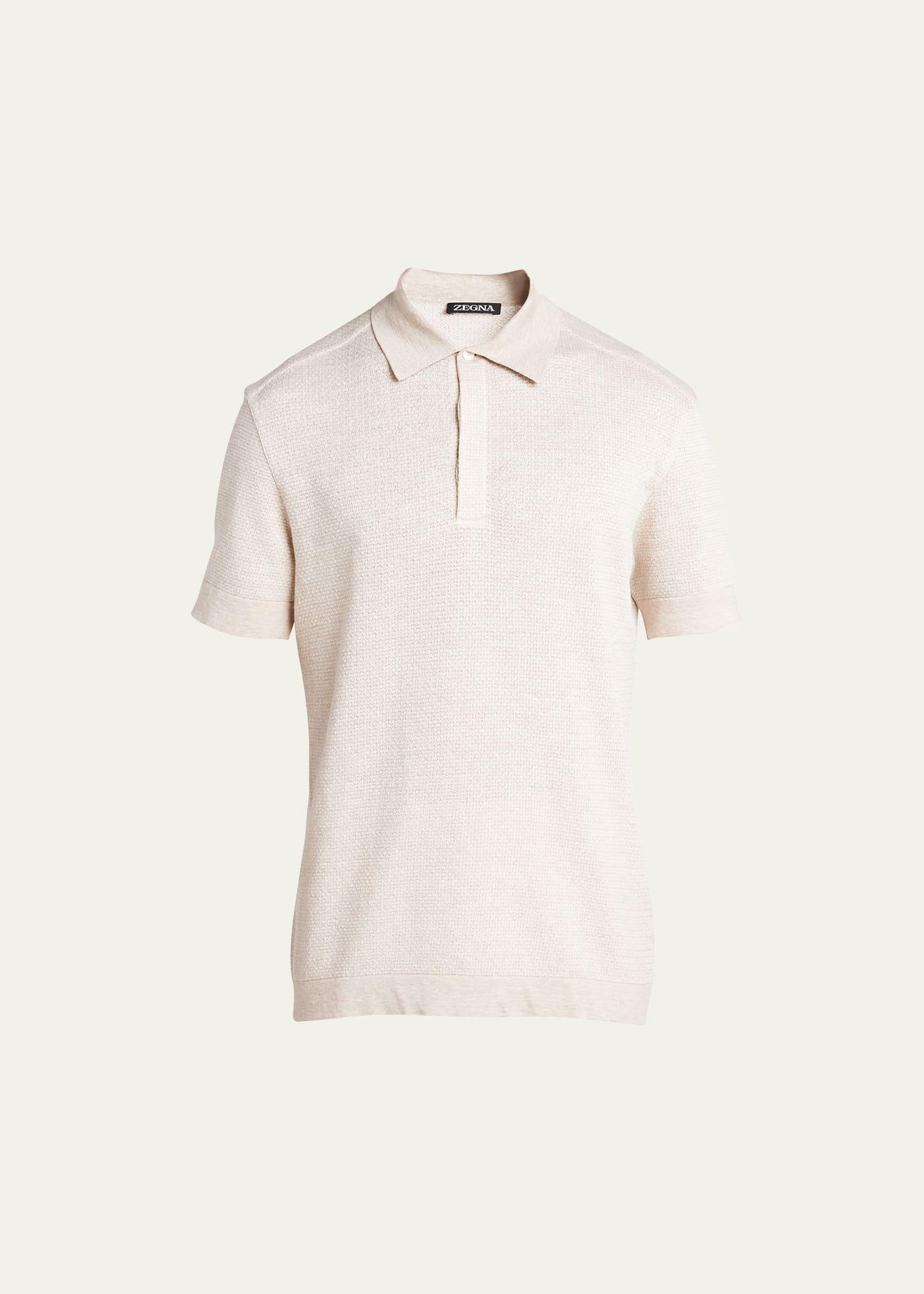 Mens Cotton-Linen Jacquard Polo Shirt Product Image