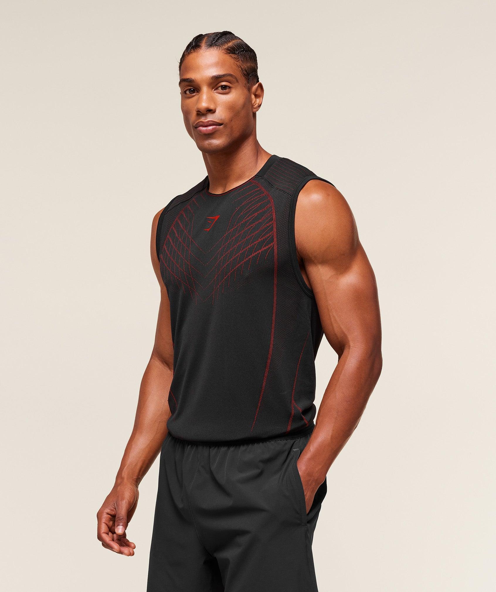 Gymshark Apex Seamless Tank - Black/Carmine Red Male Product Image