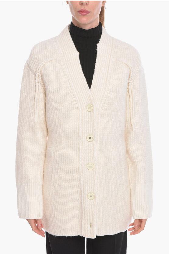 BOTTEGA VENETA Cashmere-blend Ribbed Cardigan In White Product Image