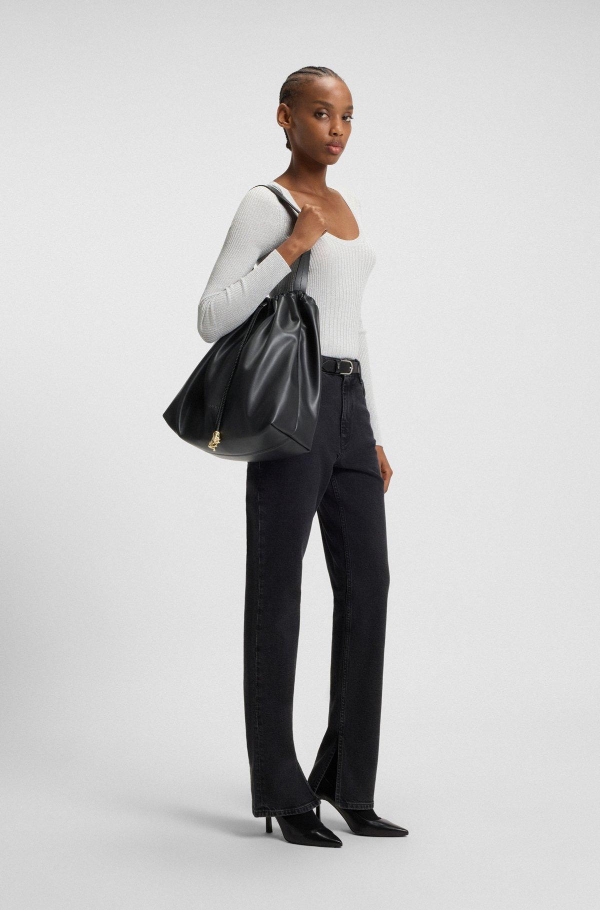 Drawstring shoulder bag with gold-tone hardware Product Image