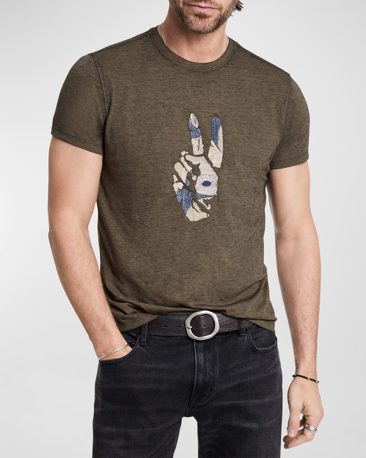 John Varvatos Peace Embroidery Tee KG6627F24 Men's Clothing Product Image