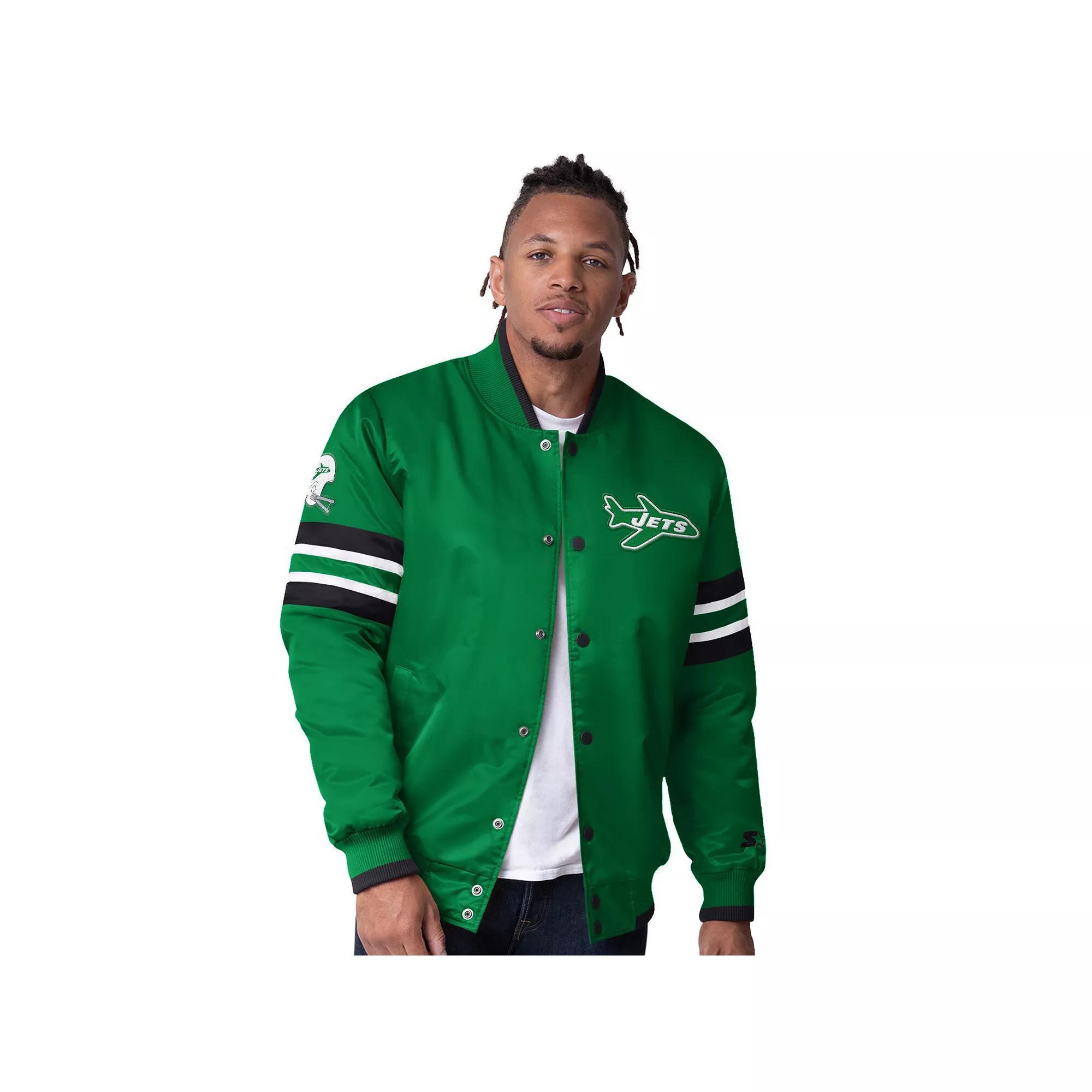 Men's Starter Green New York Jets Vintage Logo Scout I Full-Snap Varsity Jacket,  Product Image