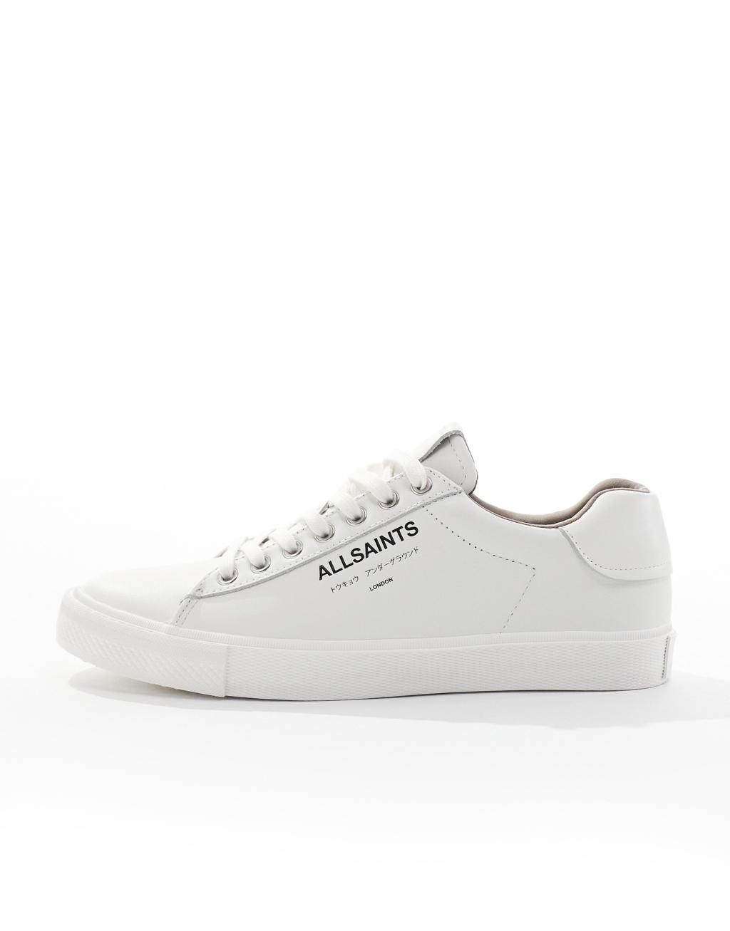 AllSaints underground leather low top sneakers in white Product Image